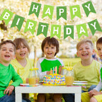 Waenerec Green Happy Birthday Banner – Eco-Friendly Bunting for Kids Parties