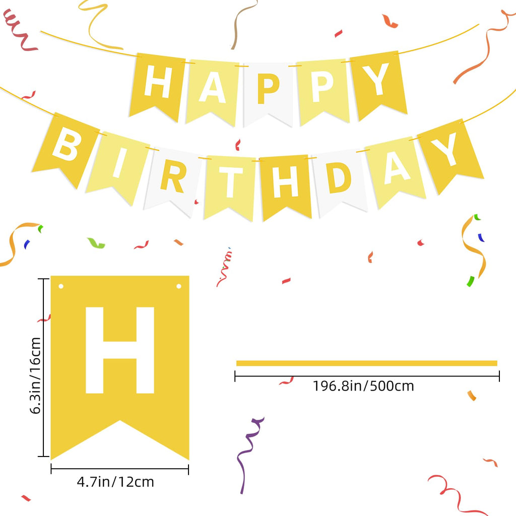 Waenerec Yellow Happy Birthday Banner — 16.4 ft Birthday Garland for Any Age Parties