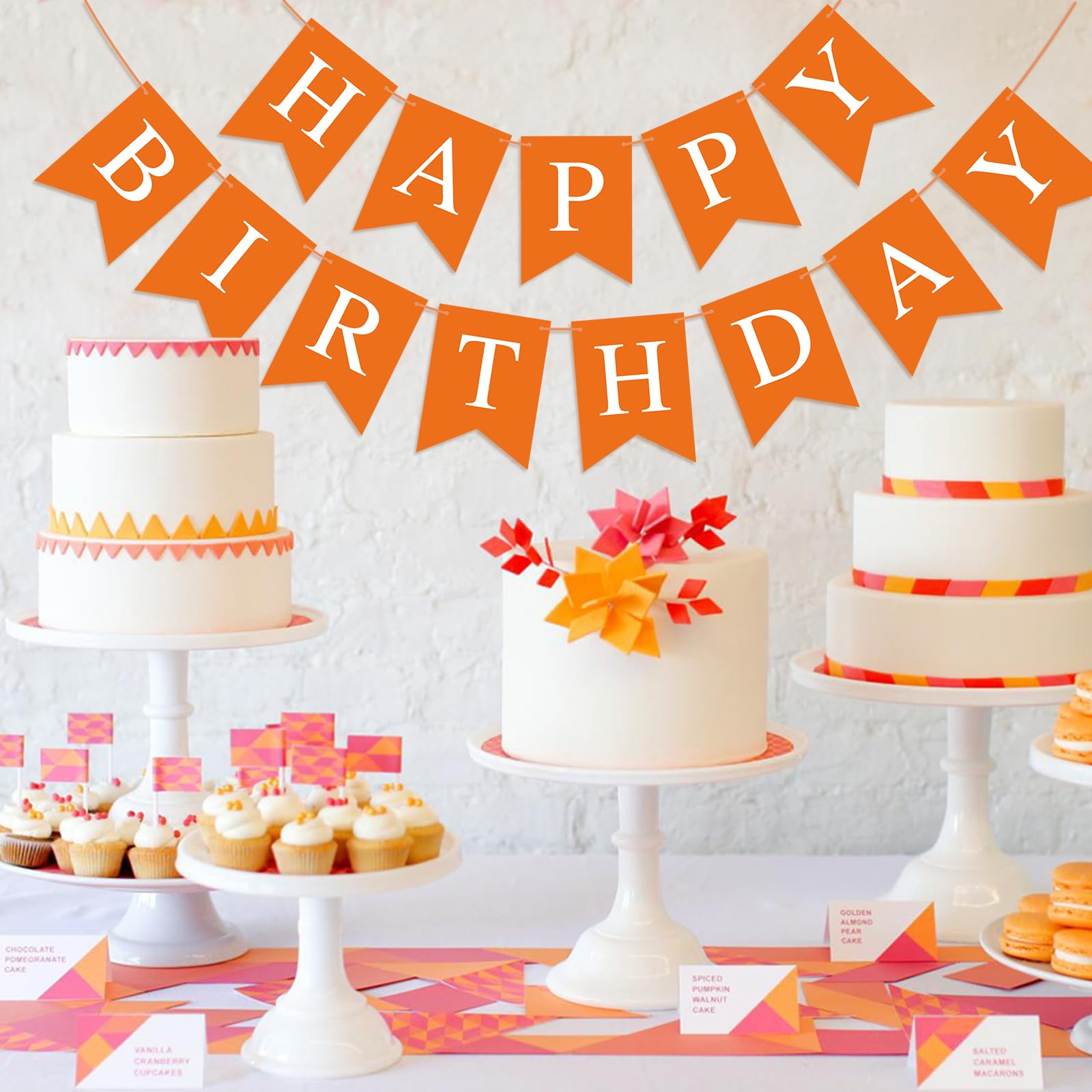 Waenerec Orange Birthday Banner – Happy Birthday Garland for Any Age | Eco-Friendly & Reusable