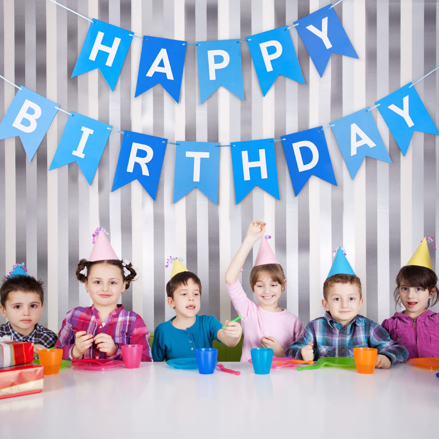 Waenerec Blue Happy Birthday Banner - Self-Assembly Bunting for Kids