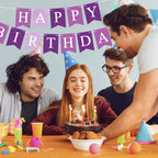 Waenerec Purple Happy Birthday Banner - Colorful Birthday Bunting for Parties