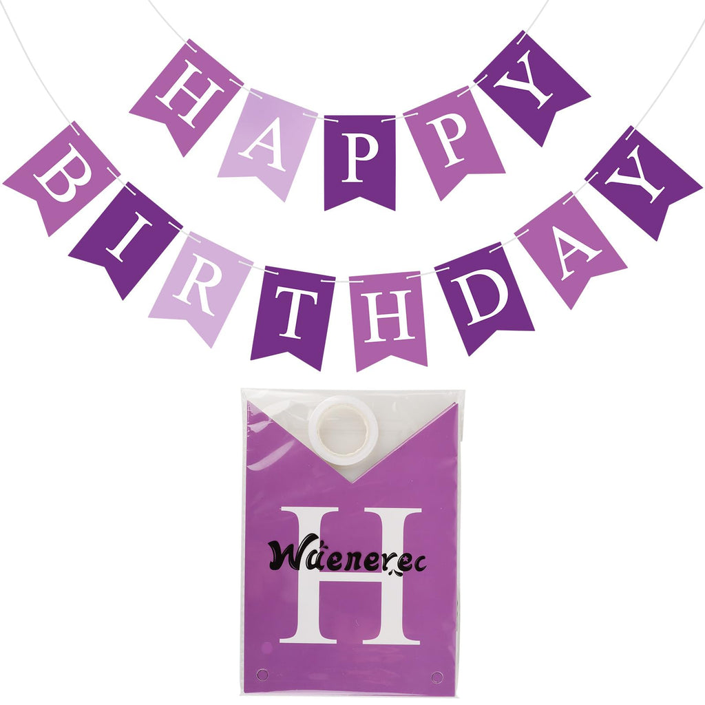 Waenerec Purple Happy Birthday Banner - Colorful Birthday Bunting for Parties