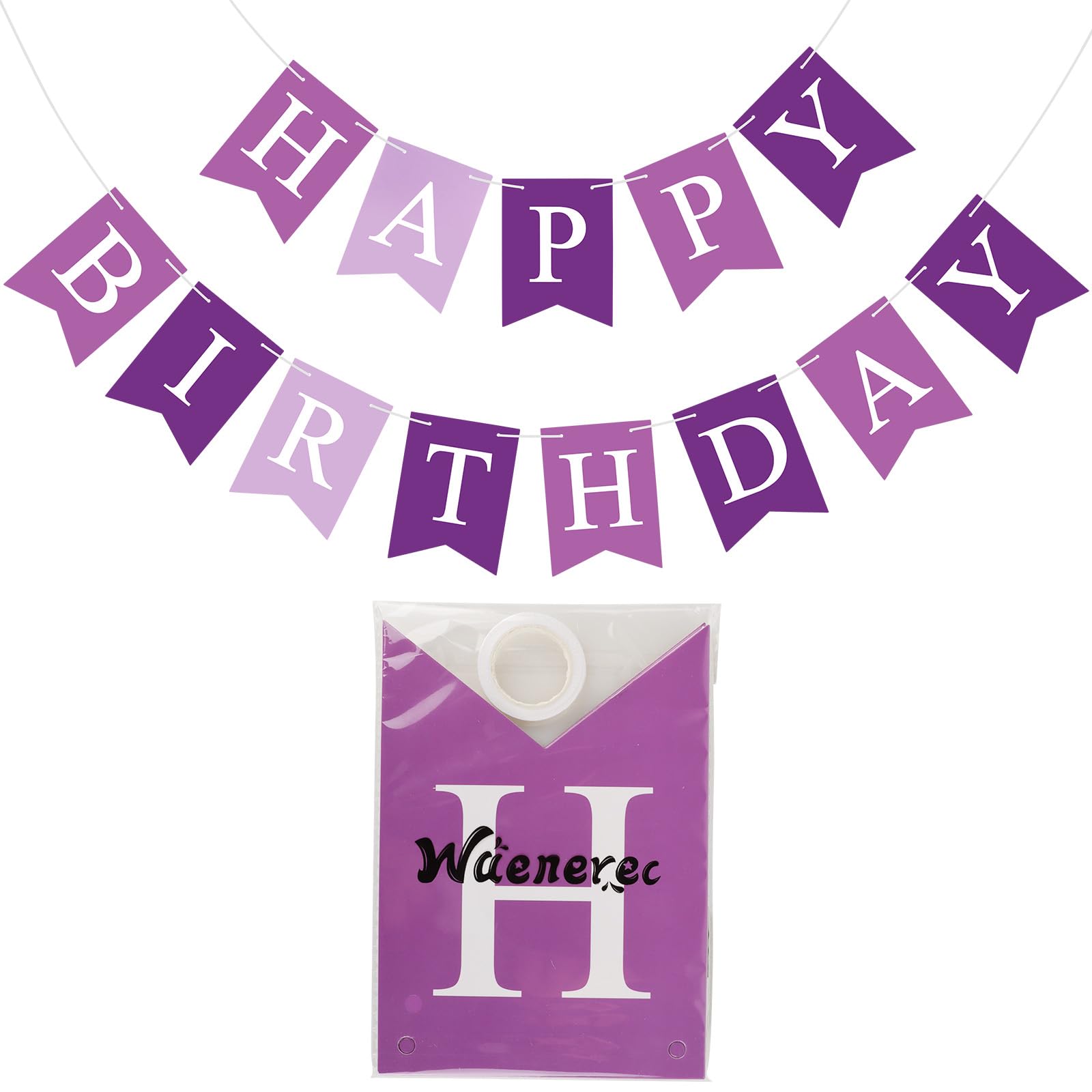 Waenerec Purple Happy Birthday Banner - Colorful Birthday Bunting for Parties