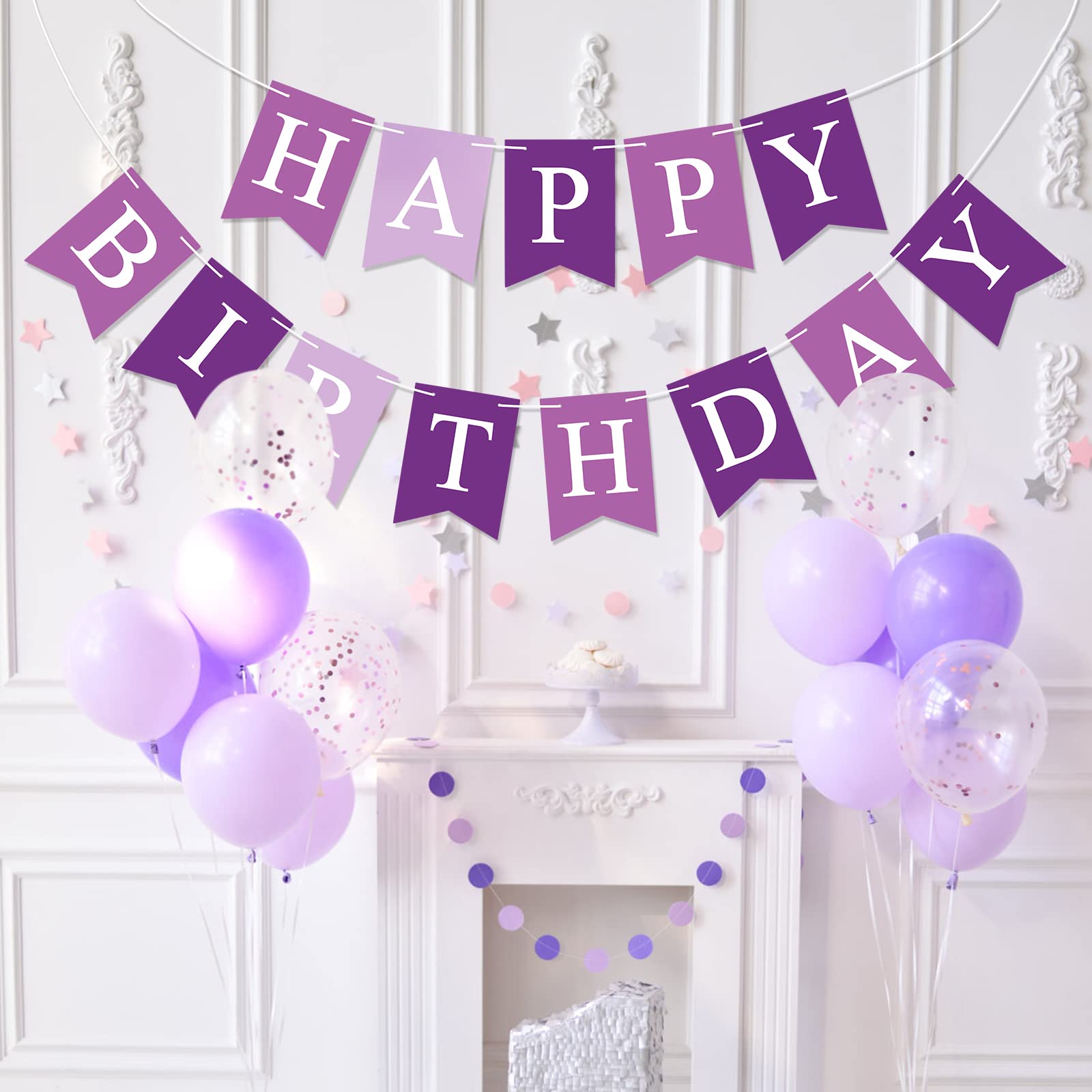 Waenerec Purple Happy Birthday Banner - Colorful Birthday Bunting for Parties