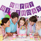 Waenerec Purple Happy Birthday Banner - Colorful Birthday Bunting for Parties