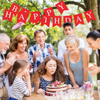 Waenerec Red Happy Birthday Banner – Festive Birthday Garland for All Ages