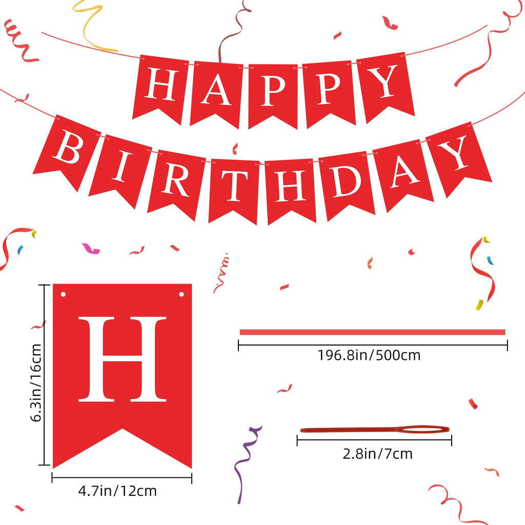 Waenerec Red Happy Birthday Banner – Festive Birthday Garland for All Ages