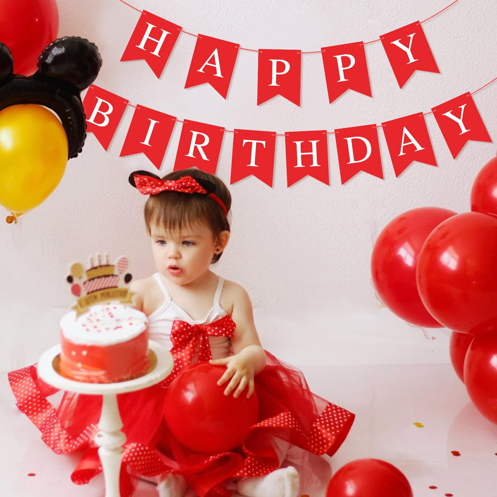 Waenerec Red Happy Birthday Banner – Festive Birthday Garland for All Ages