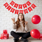 Waenerec Red Happy Birthday Banner – Festive Birthday Garland for All Ages
