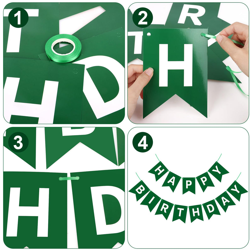 Waenerec Dark Green Happy Birthday Banner – Birthday Garland for Kids, Teens & Adults