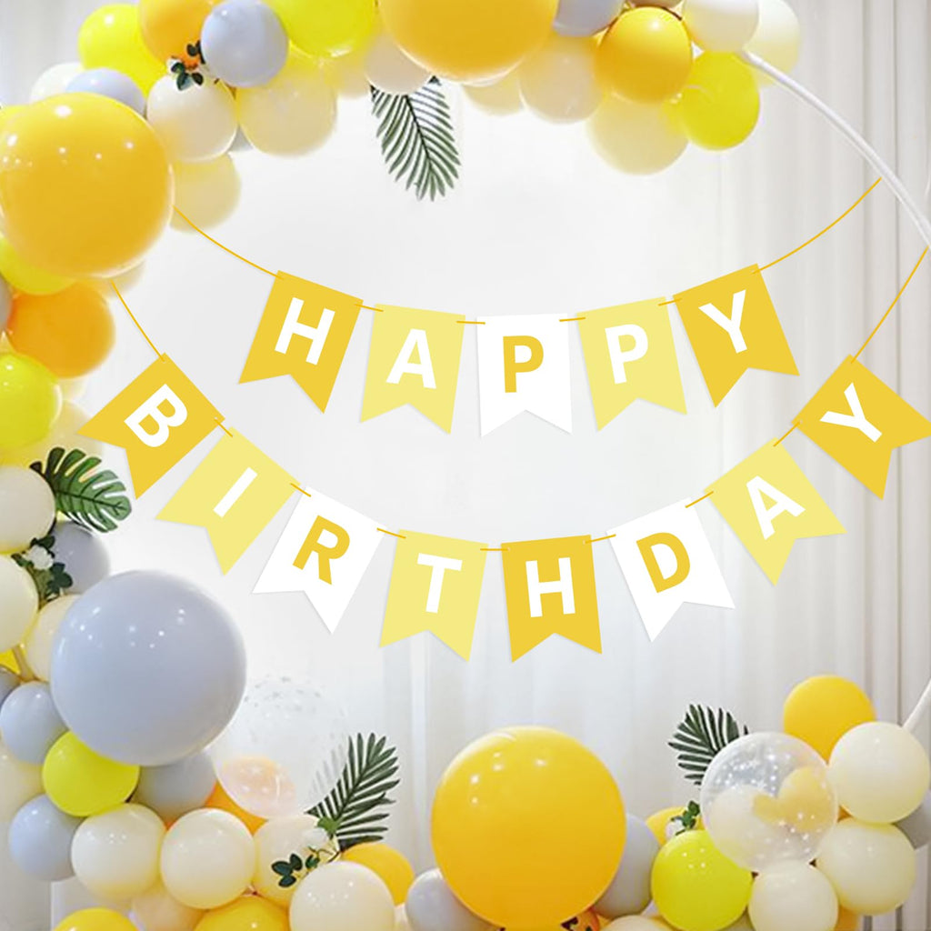 Waenerec Yellow Happy Birthday Banner — 16.4 ft Birthday Garland for Any Age Parties