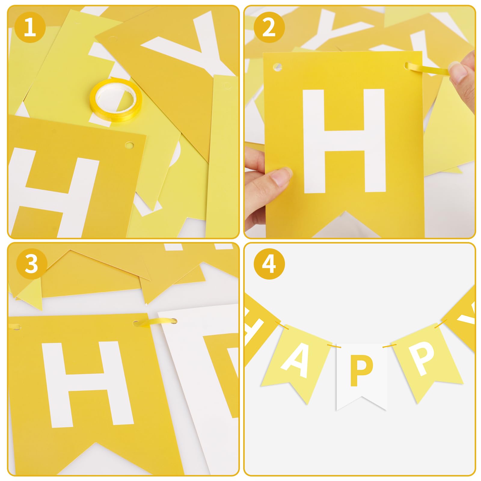 Waenerec Yellow Happy Birthday Banner — 16.4 ft Birthday Garland for Any Age Parties