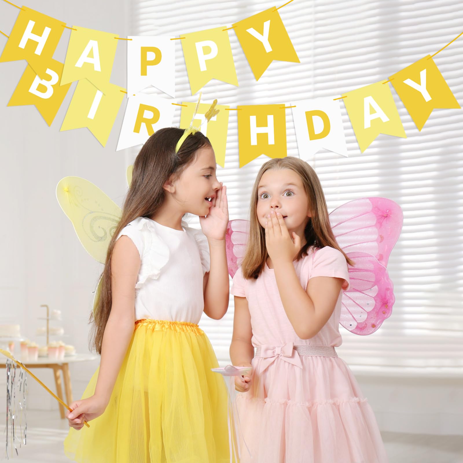 Waenerec Yellow Happy Birthday Banner — 16.4 ft Birthday Garland for Any Age Parties