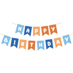 Waliah Blue & Orange Birthday Banner – Happy Birthday Party Decor for Boys & Kids
