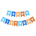 Waliah Blue & Orange Birthday Banner – Happy Birthday Party Decor for Boys & Kids