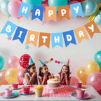 Waliah Blue & Orange Birthday Banner – Happy Birthday Party Decor for Boys & Kids