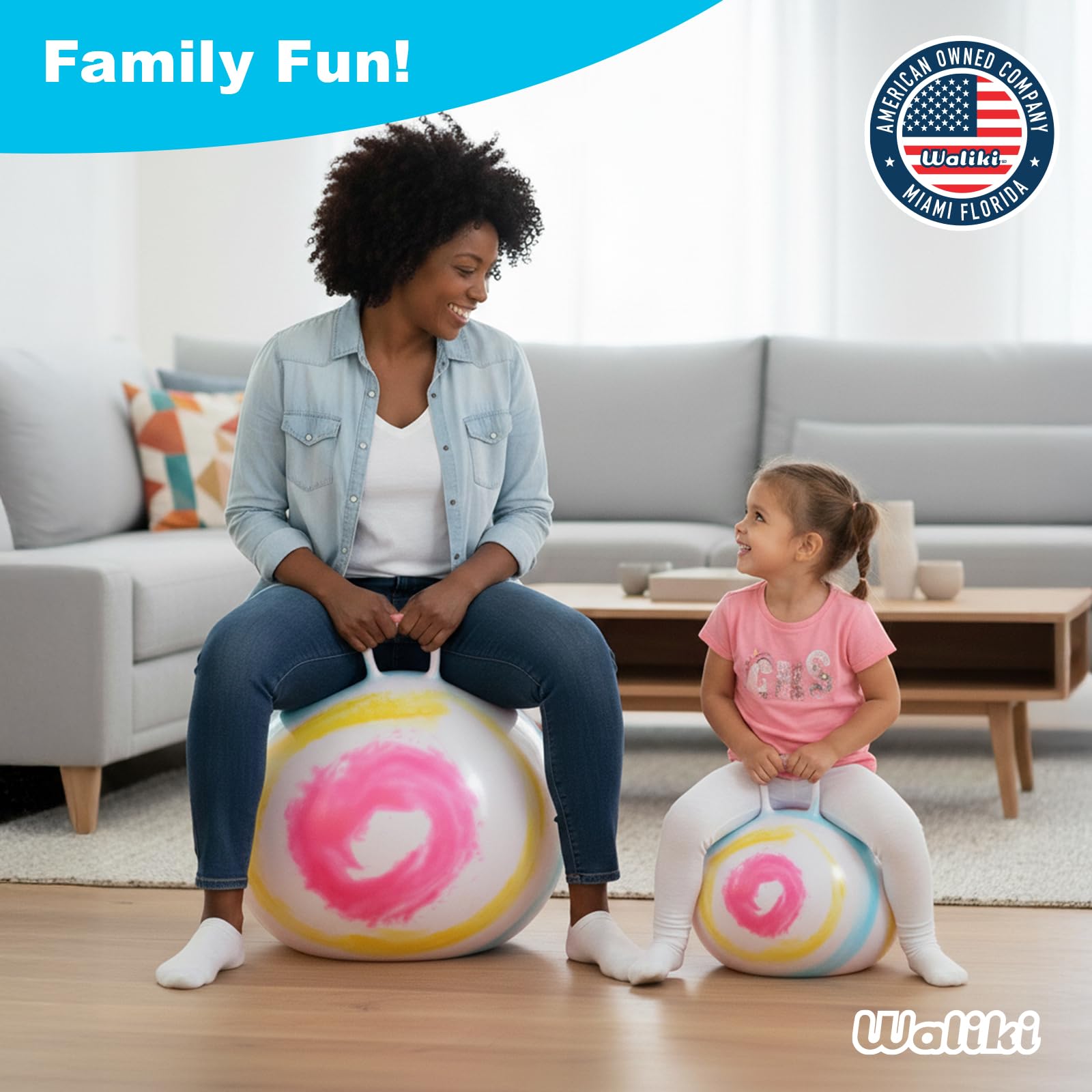 WALIKI Hopper Ball for Adults | 29-Inch Tie-Dye Hippity Hop Ball | Jump, Play & Party Fun