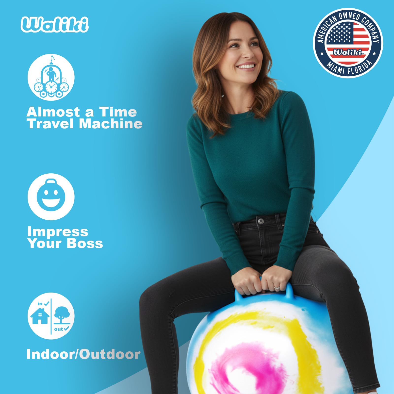 WALIKI Hopper Ball for Adults | 29-Inch Tie-Dye Hippity Hop Ball | Jump, Play & Party Fun