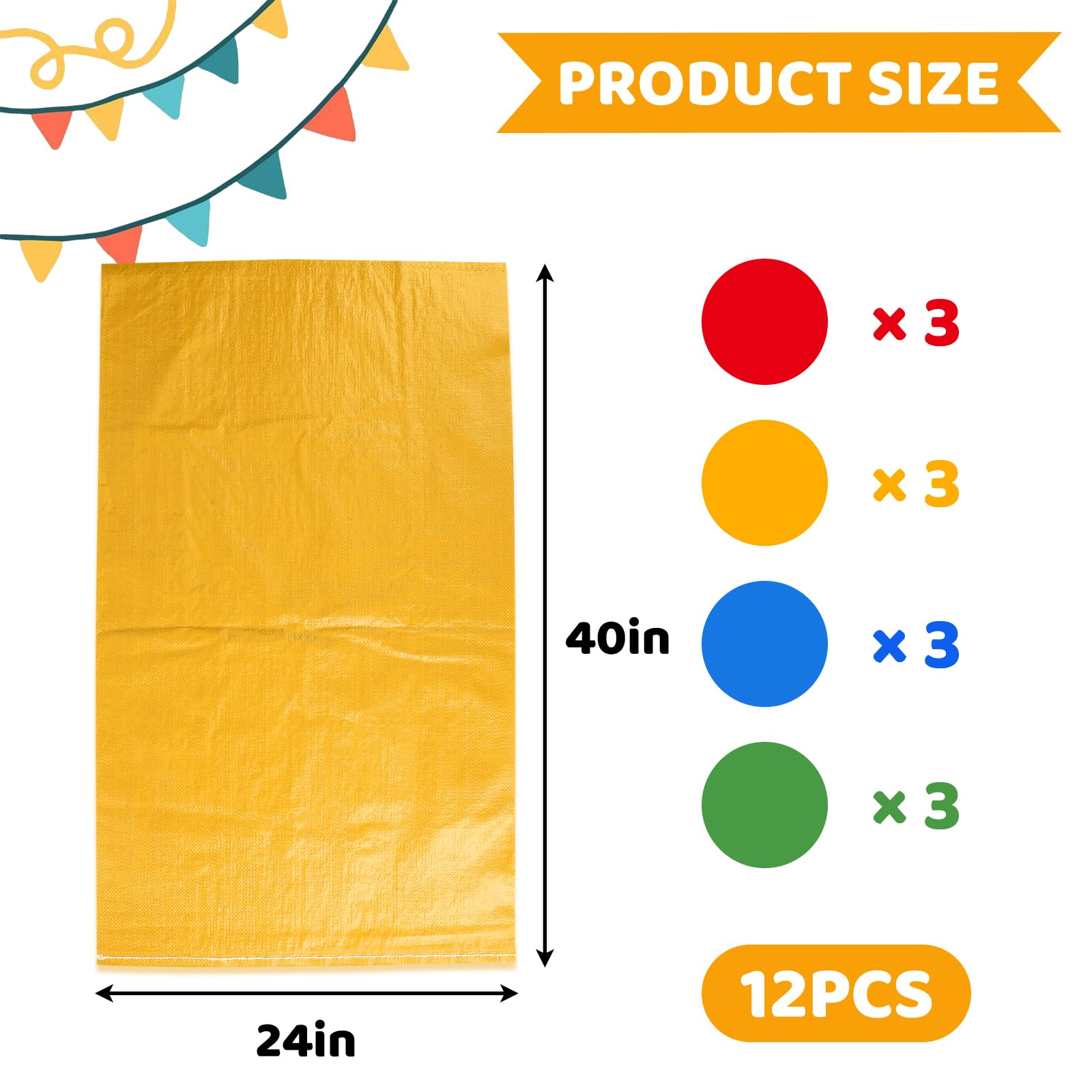 Warmfarm 12-Pack Potato Sack Race Bags – Large Outdoor Yard Games for All Ages