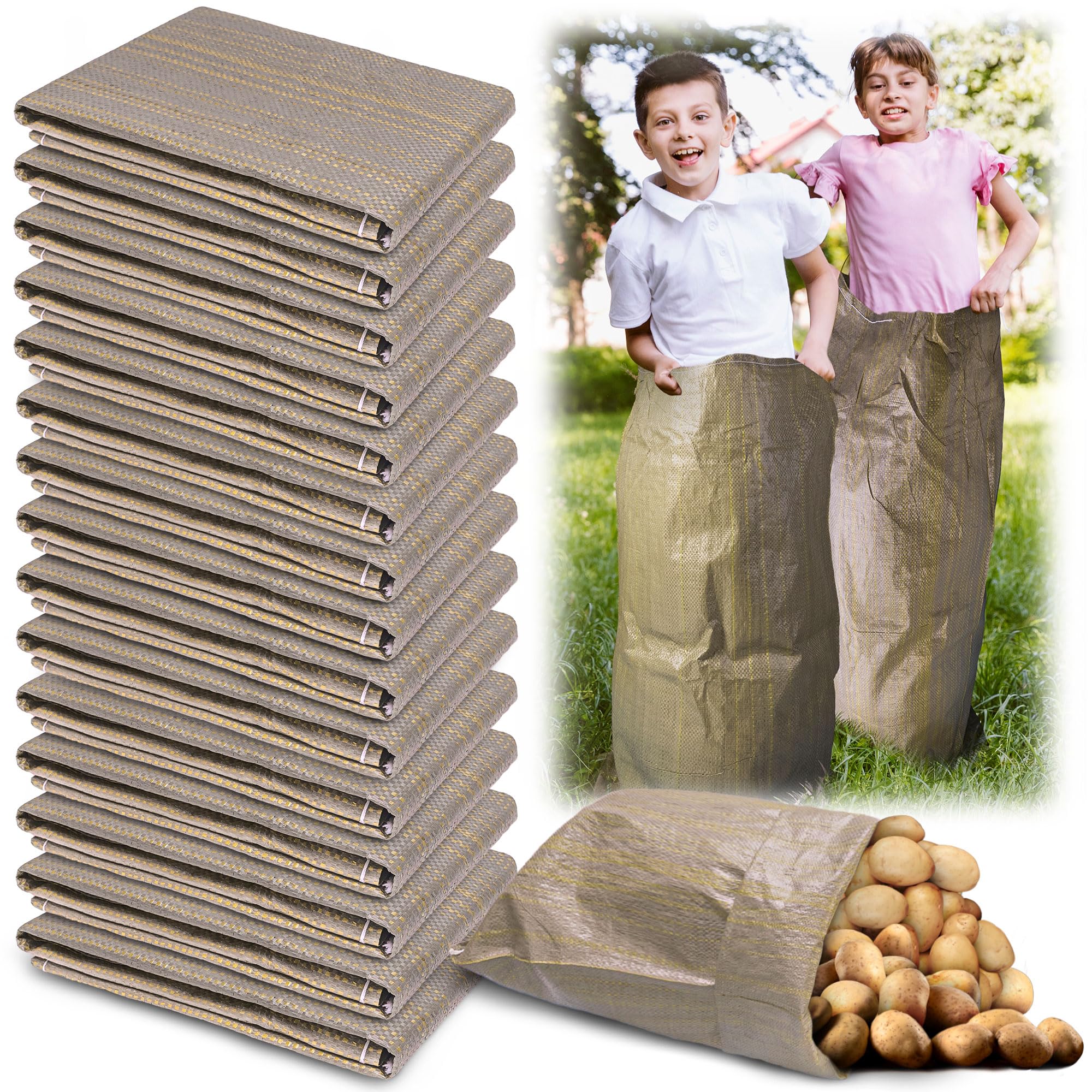 Warmfarm Potato Sack Race Bags (24x40) – 10 Pack Outdoor Lawn Games for Adults & Kids