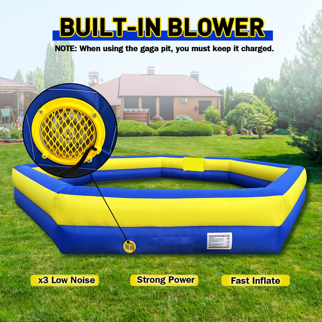WARSUN 15Ft Gaga Ball Pit – Portable Inflatable Gaga Ball for Indoor & Outdoor Fun