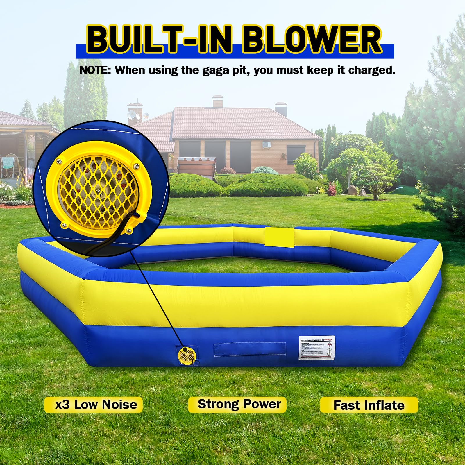 WARSUN 15Ft Gaga Ball Pit – Portable Inflatable Gaga Ball for Indoor & Outdoor Fun