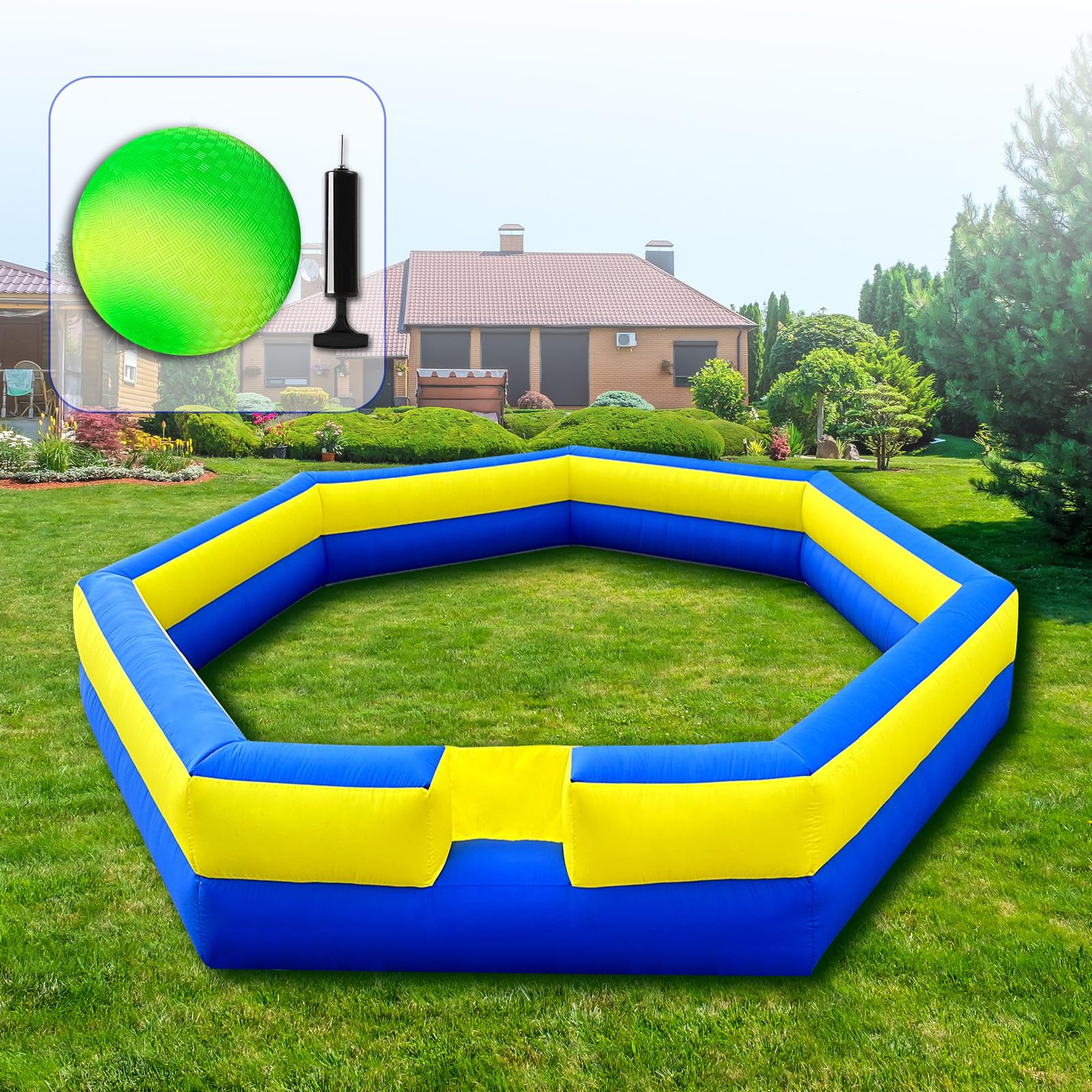 WARSUN 15Ft Gaga Ball Pit – Portable Inflatable Gaga Ball for Indoor & Outdoor Fun