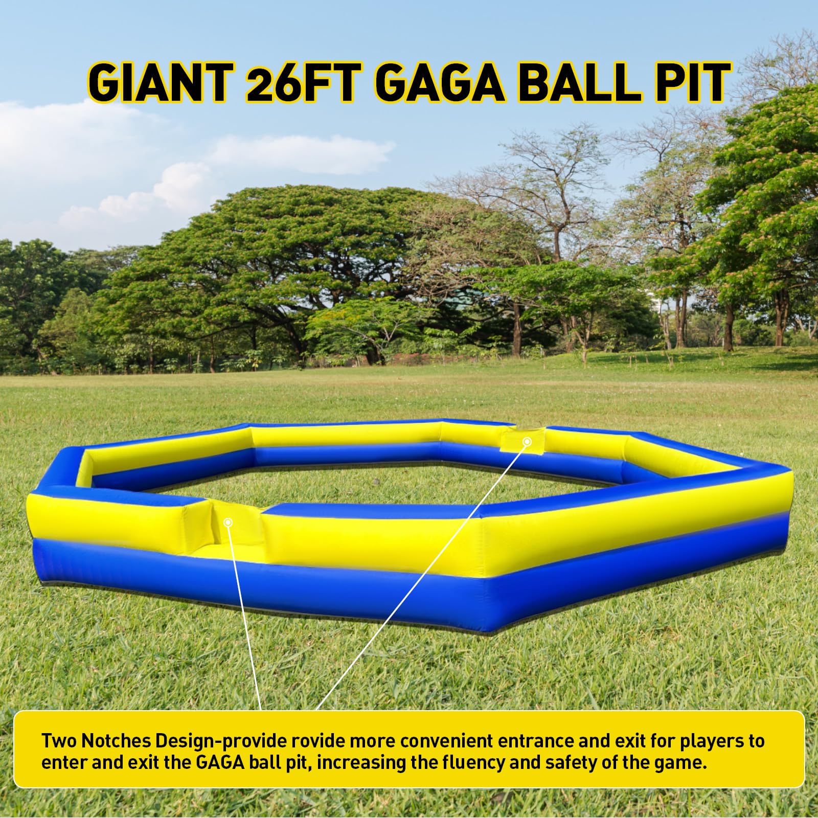 WARSUN Giant 26ft Gaga Ball Pit Inflatable with Built-in Blower