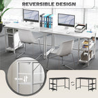 HOMCOM 120 x 60 cm Computer Desk with Power Outlets and Reversible Shelves - White