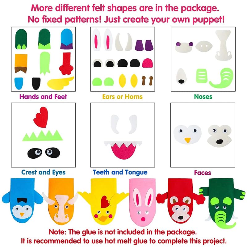 WATINC 12Pcs Hand Puppet Making Kit – Creative DIY Puppets for Kids, Storytelling & Party Crafts