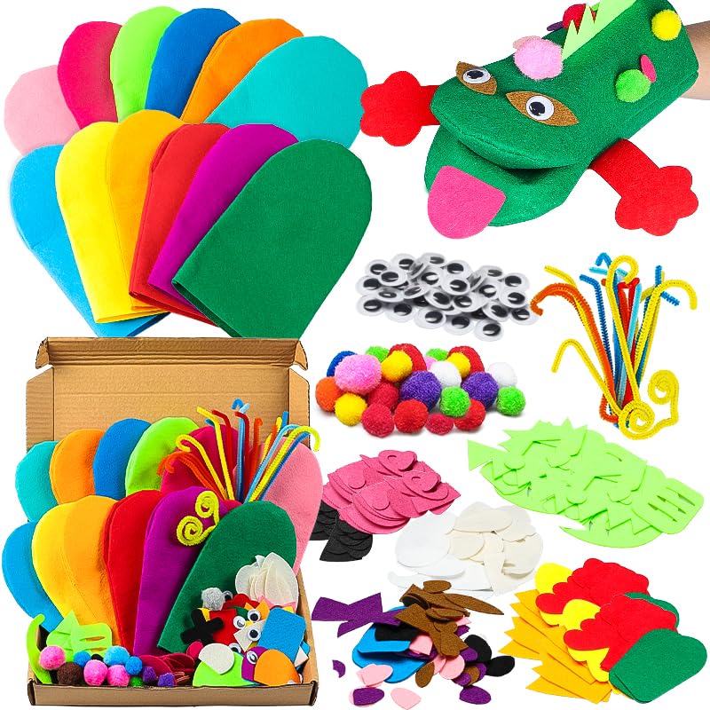 WATINC 12Pcs Hand Puppet Making Kit – Creative DIY Puppets for Kids, Storytelling & Party Crafts