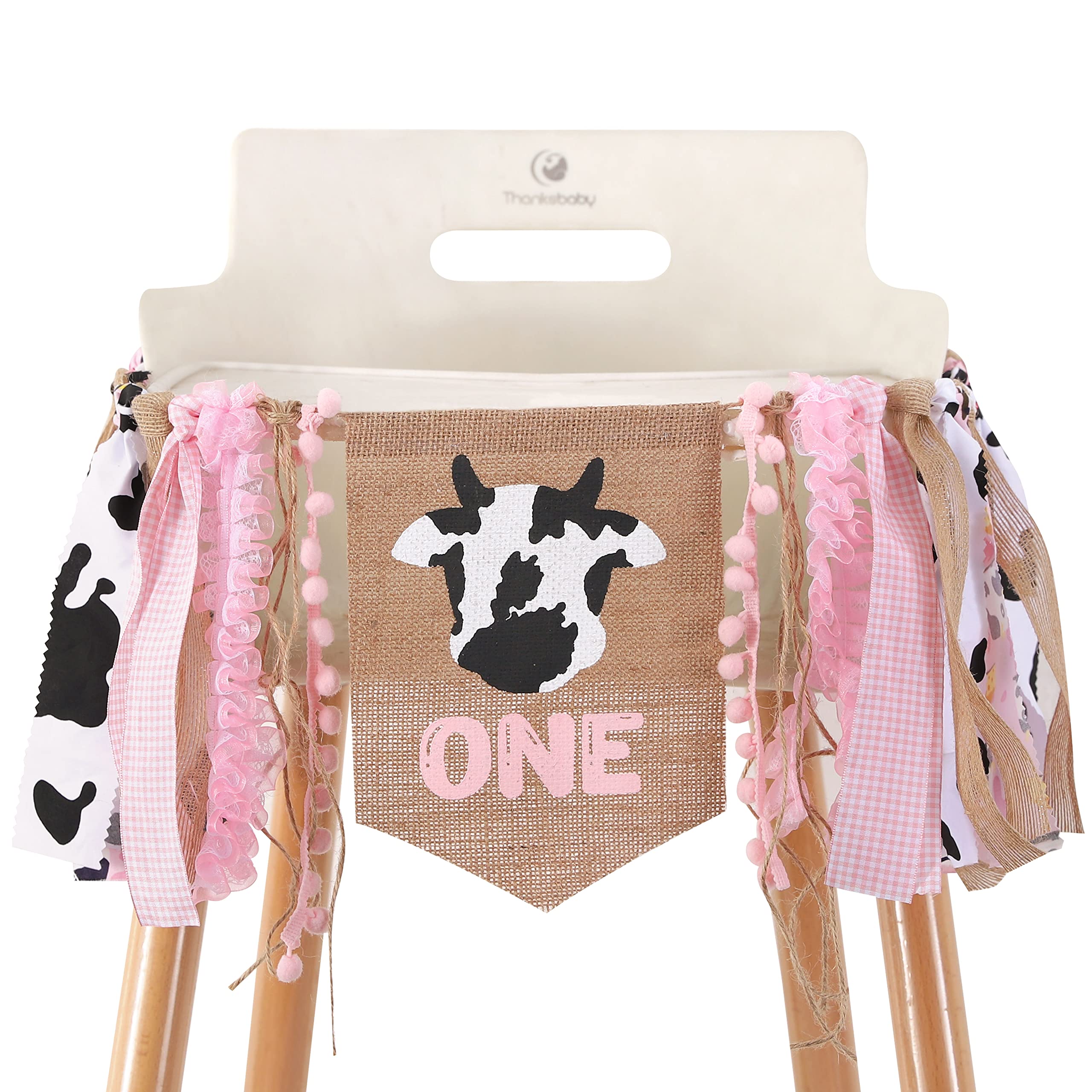WAUAO Cowgirl One High Chair Banner - Pink Farm Western Birthday Decoration