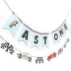 WAUAO Race Car Fast One Banner – 1st Birthday Racing Party Decor