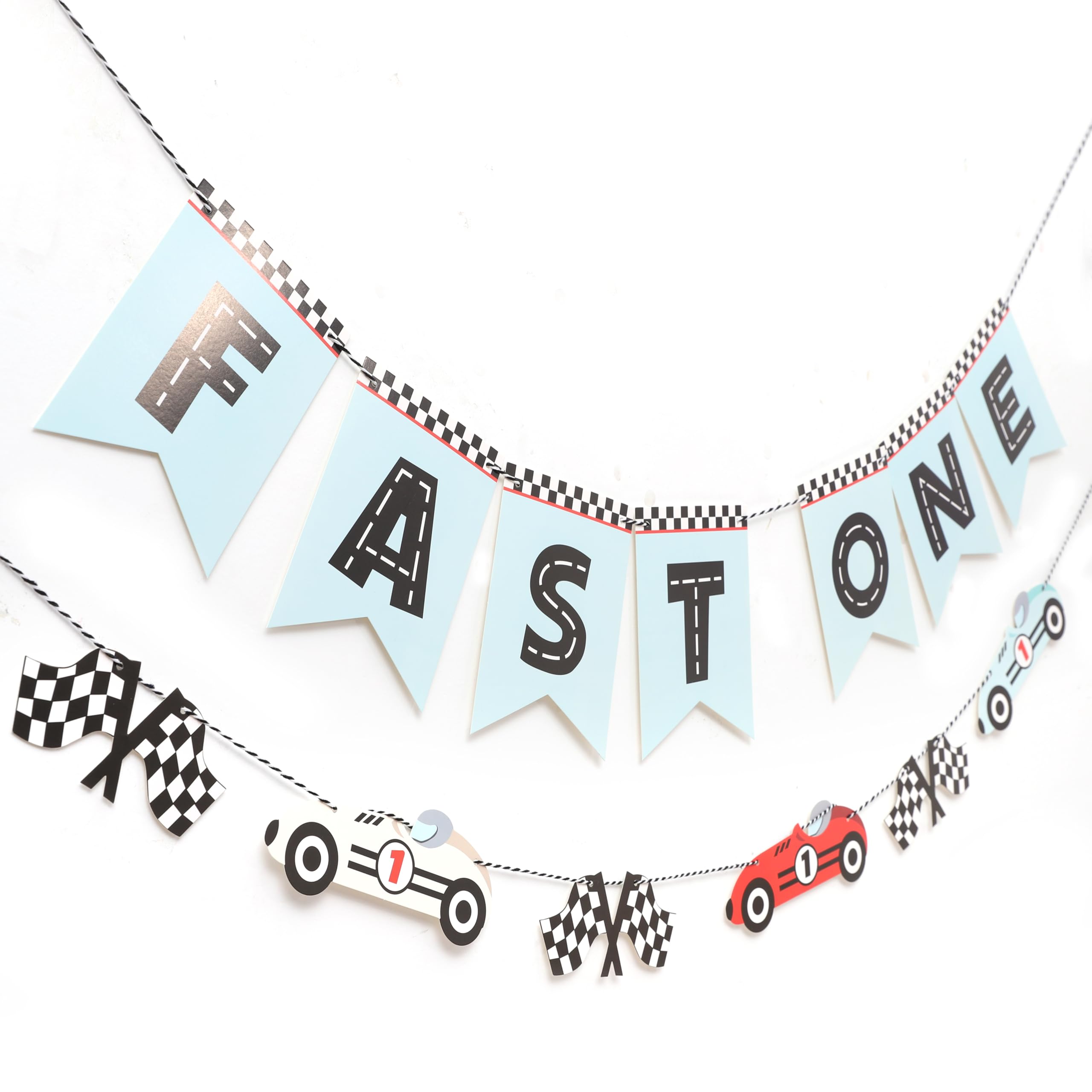 WAUAO Race Car Fast One Banner – 1st Birthday Racing Party Decor