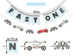 WAUAO Race Car Fast One Banner – 1st Birthday Racing Party Decor