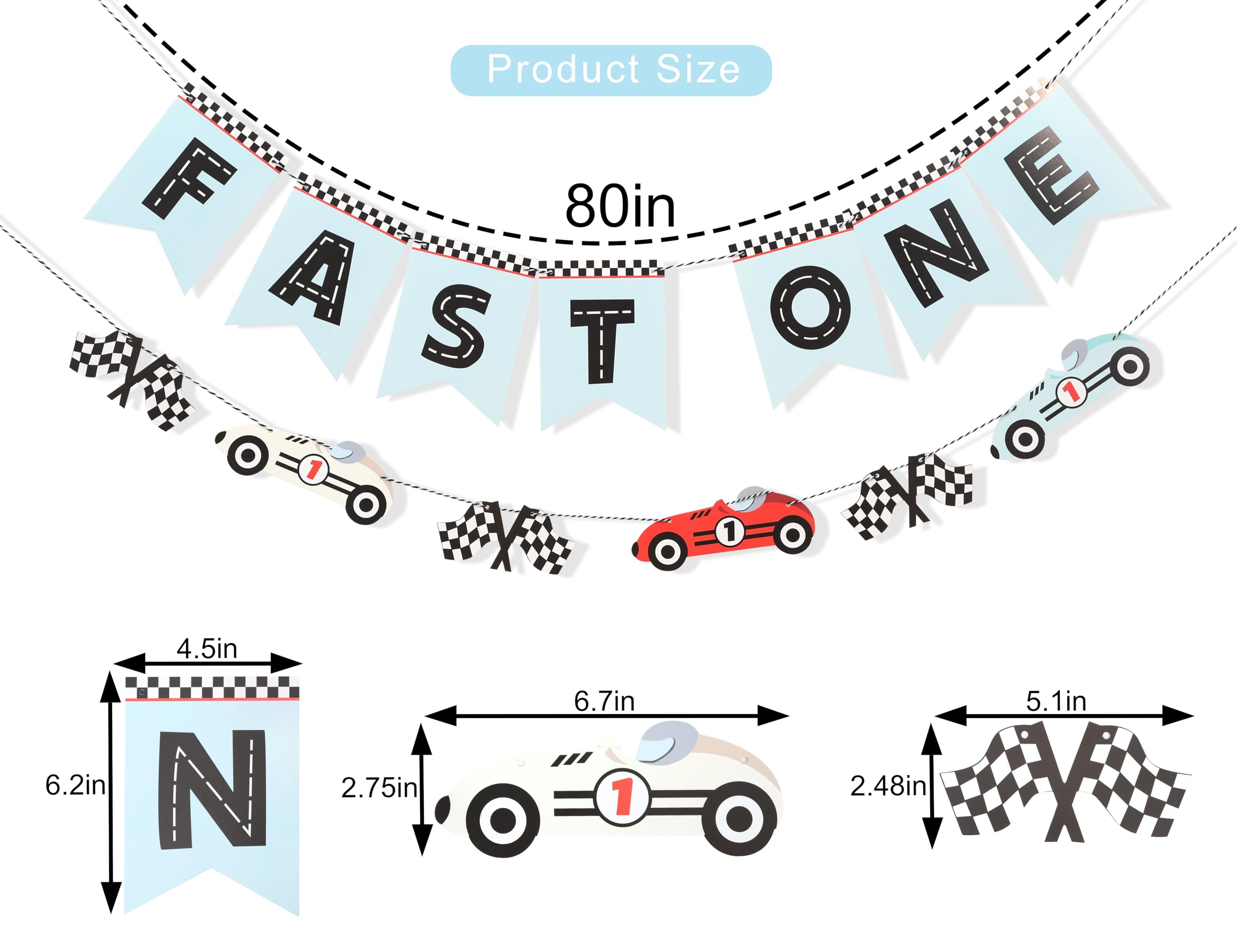 WAUAO Race Car Fast One Banner – 1st Birthday Racing Party Decor