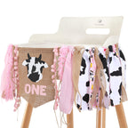 WAUAO Cowgirl One High Chair Banner - Pink Farm Western Birthday Decoration