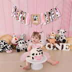 WAUAO Cowgirl One High Chair Banner - Pink Farm Western Birthday Decoration