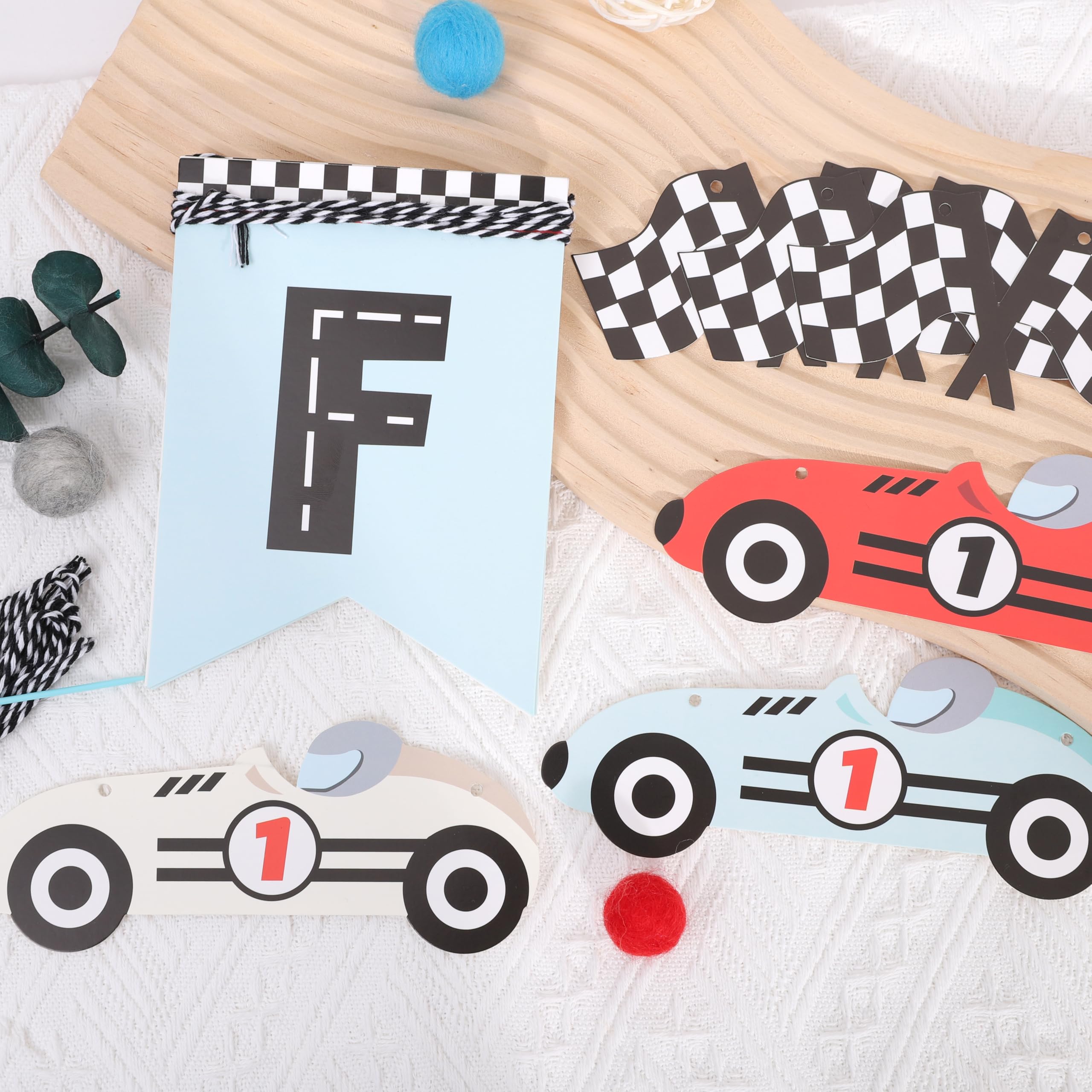 WAUAO Race Car Fast One Banner – 1st Birthday Racing Party Decor