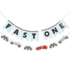 WAUAO Race Car Fast One Banner – 1st Birthday Racing Party Decor