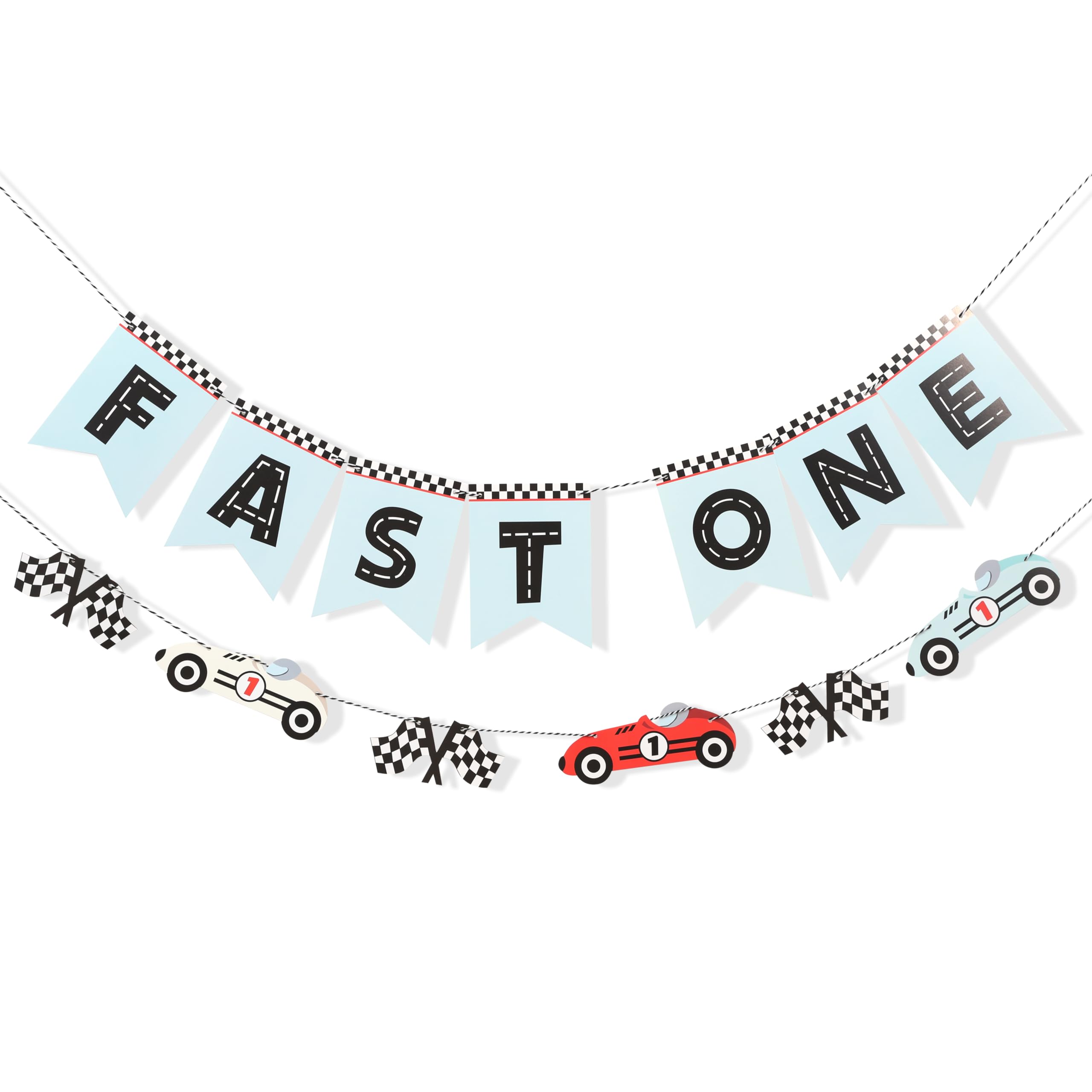 WAUAO Race Car Fast One Banner – 1st Birthday Racing Party Decor
