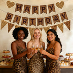 WAWEOOP Cheetah Print Birthday Decorations | Leopard Banner & Pennant Set