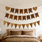 WAWEOOP Cheetah Print Birthday Decorations | Leopard Banner & Pennant Set