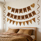 WAWEOOP Cheetah Print Birthday Decorations | Leopard Banner & Pennant Set