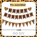 WAWEOOP Cheetah Print Birthday Decorations | Leopard Banner & Pennant Set