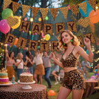 WAWEOOP Cheetah Print Birthday Decorations | Leopard Banner & Pennant Set