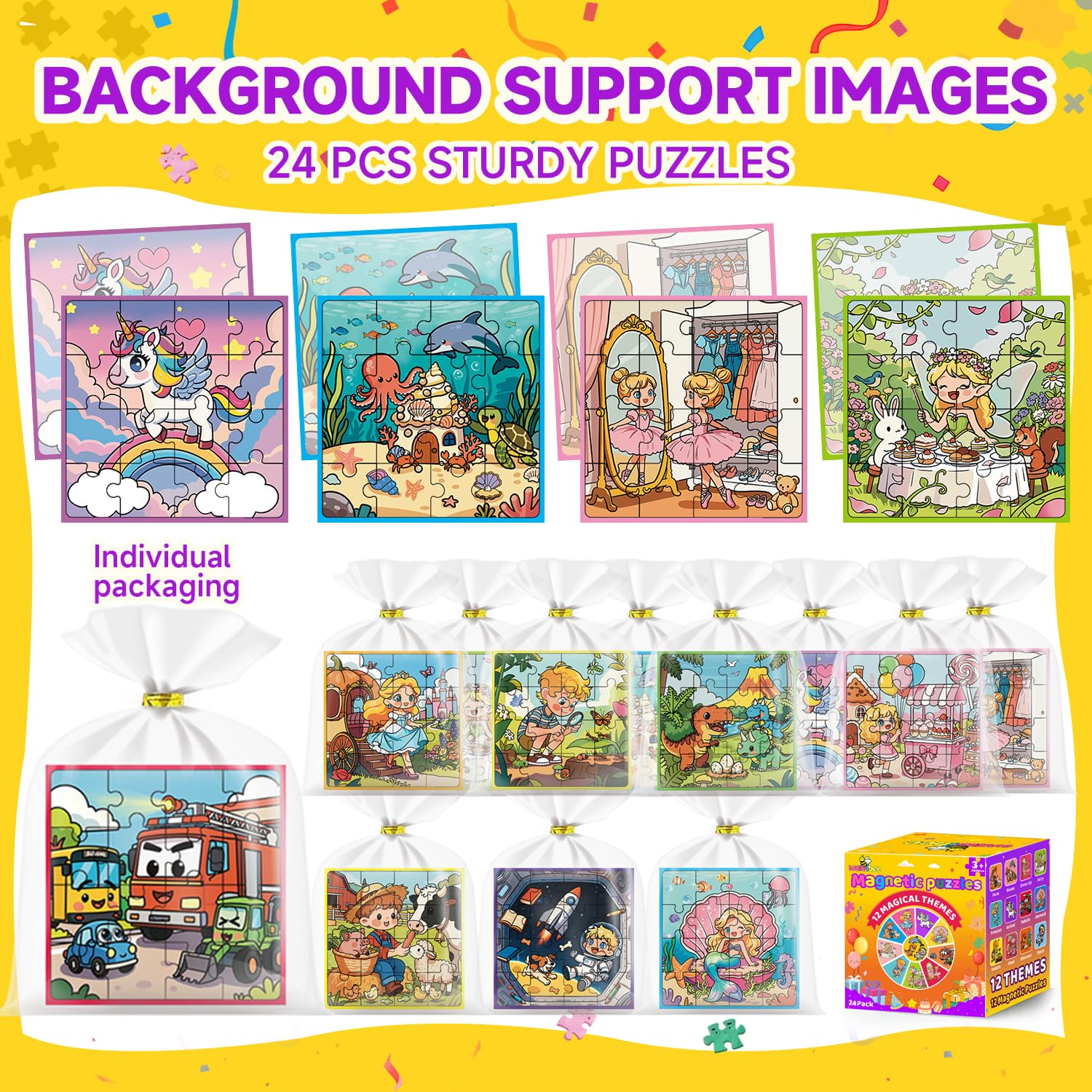 WAWIBEE 24-Pack Magnetic Puzzle Books — Kid Party Favors, Travel Toys & Classroom Prizes