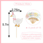 WAWUO 15Pcs One Silly Goose Cupcake Toppers – Cute Animal Theme Party Props