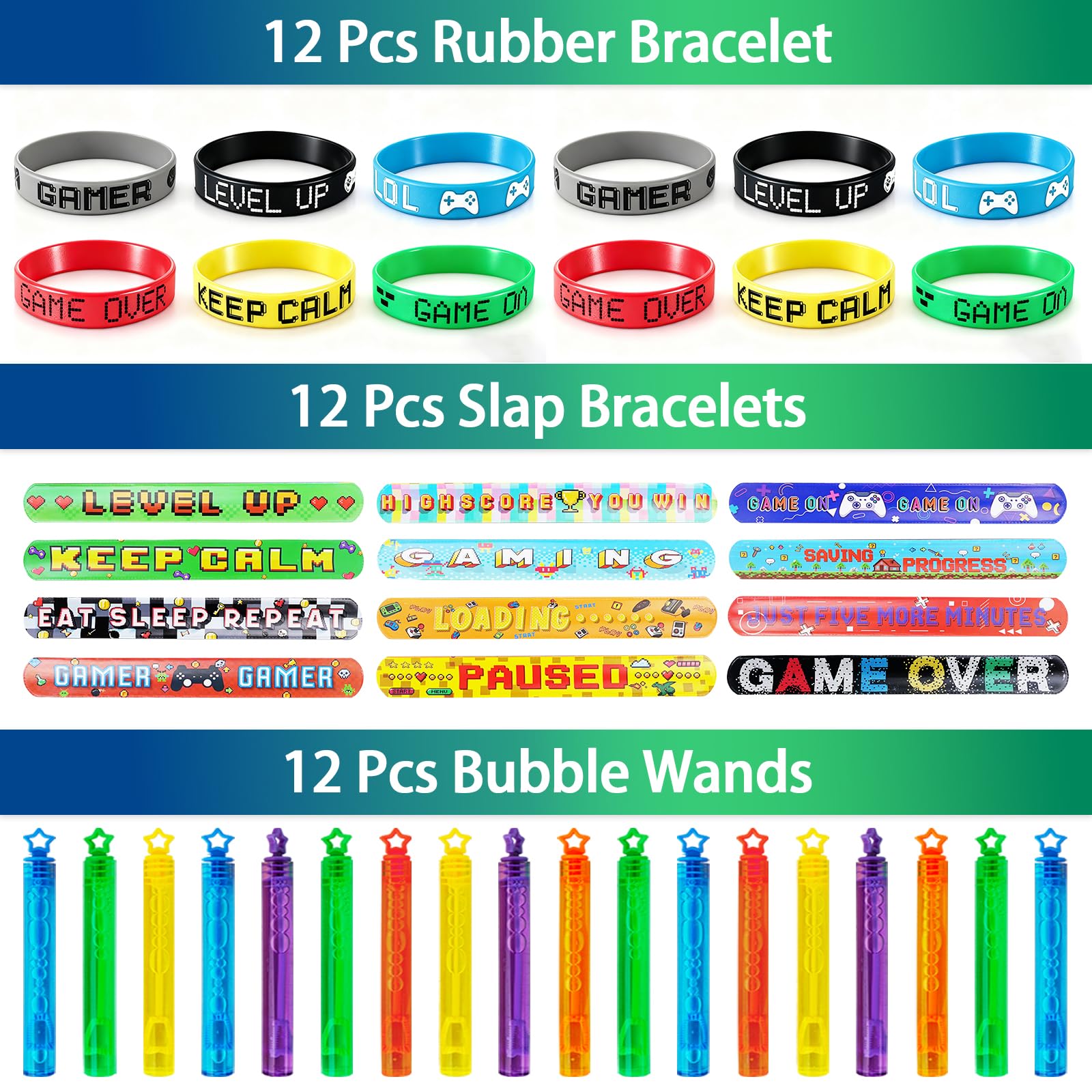 We1stdsee 158Pcs Video Game Party Favors Kit for 12 Guests | Gamer Goodie Bags & Decorations