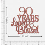 WeBenison 90th Birthday Cake Topper – Blessed & Loved, Rose Gold Glitter